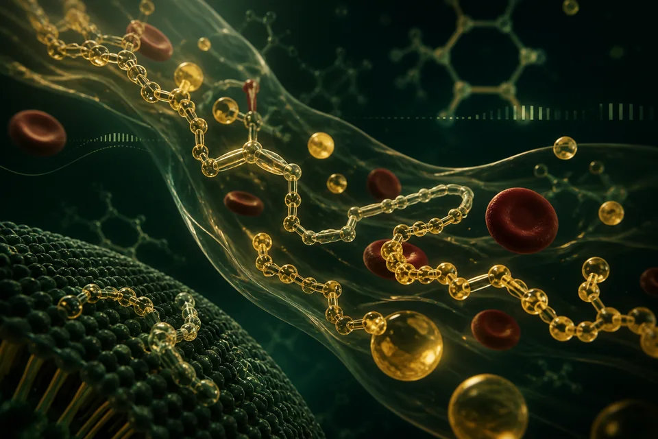 Omega-3 lipid molecules and blood-status signals in a dark biological matrix